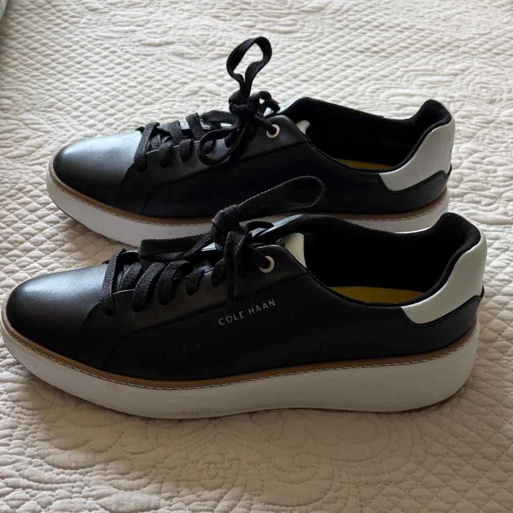 Cole Haan Women’s GrandPro Black and White Leather Sneakers - Picture 1 of 6